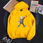 KAWS Men Women Cartoon Hoodie Sweatshirt Walking Doll Thicken Autumn Winter Loose Pullover Yellow_XXL