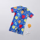 Kids Boys Cute One-Piece Swimsuit Sun Protection Quick-drying Long Sleeve Bathing Suit Swimwear blue 2-3Y S