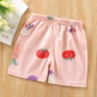 Kids Cotton Shorts Cute Cartoon Printing Summer Breathable Casual Short Pants For 0-7 Years Old Boys Girls pink tomatoes 5-6Y 75#120CM