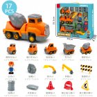 Kids DIY Assembled Magnetic Engineering Truck Toy Sound Light Inertial Toy Set (Random Color) Mixer truck_17PCS