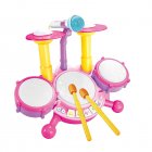 Kids Drum Set For Toddler Musical Toys With Microphone Drum Sticks Musical Instruments Playset For Boys Girls Gifts pink
