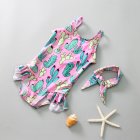 Kids One-piece Swimsuit Cute Cactus Printing Sleeveless Rash Guard Swimwear Summer Beach Bathing Suit For Girls cactus 5-6years M