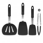 Kitchen Heat-resistant Silicone Non-stick Cooking Spoon Spatula Utensils Dinnerware Set Cooking Tools Big round shovel + big shovel + middle shovel + food clip