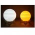 LED 3D Print Jupiter Shape Night Light with 2 Colors Change Touch Control White Light   Yellow Light  20CM Solid wood bracket