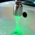 LED faucet head with color changing temperature detection which changes the color of the LED based on how hot or cold the water is