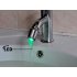 LED faucet head with color changing temperature detection which changes the color of the LED based on how hot or cold the water is