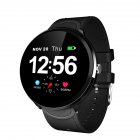Original LEMFO V12 Full Touch Smart <span style='color:#F7840C'>Watch</span> Waterproof Heart Rate Monitoring Blood Pressure Smart Wristband Black frame + black leather