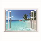Large Removable Beach Sea 3D Window Decal WALL STICKER Home Decor Exotic Beach View Art Wallpaper Mural