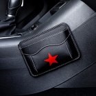Leather Car Storage Pouch Multifunctional Hanging Bag Mobile Phone Case Storage Bag Storage Box Black star