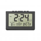 Led Alarm Clock Time Date Temperature Humidity Display Desk Clock For Bedroom Home Office Decor (21x14x2.5cm) black