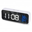 Led Digital Alarm Clock 12 / 24 Hour Adjustable Volume Brightness Mirror Clocks For Bedroom Home Office white