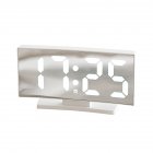 Led Digital Alarm Clock Large Display Electronic Curved Screen Desk Clock With Power Off Memory Function White shell white light