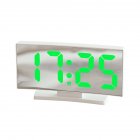 Led Digital Alarm Clock Large Display Electronic Curved Screen Desk Clock With Power Off Memory Function White shell green light