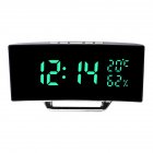 Led Digital Alarm Clock With Time Date Temperature Humidity Display 12/24h Multi-function Desk Table Clock green