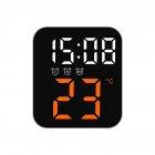 Led Electronic Digital Alarm Clock With Temperature Time Date Display 2 Levels Adjustable Brightness Bedside Clock For Home Decor orange
