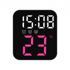Led Electronic Digital Alarm Clock With Temperature Time Date Display 2 Levels Adjustable Brightness Bedside Clock For Home Decor rose red