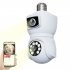 Light Bulb Security Camera 360 Degree WiFi Security Cameras Night Vision 10x Hybrid Zoom for E27 Socket White
