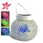 Light up your place during night time with this glass made and solar powered mosaic lamp 