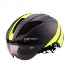 Lightweight Unisex Cycling Helmet with Detachable Magnetic Goggles Aerodynamic Helmet for Motorcycle Bike Riding  dark green_M (54-58CM)