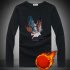 Long Sleeves and Round Neck Top Male Loose Sweater Pullover with Unique Pattern Decor Plus down feather black XXXL