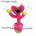 Lovely Anti-wrinkle Poppy Playtime Plush Dolls Light Effect 120 English Songs Cartoon Present Educational Toys For Children Non-rechargeable pink