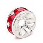 MBOX Silver Plated Rhinestone Crystal Rondelle Spacer Beads 8mm Various Color (Red)