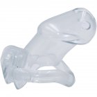 Male Chastity Cage with 2 Brass Locks Adjustable Silicone Cock Cage with 4 Rings for Male Penis Exercise  white