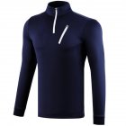 Male Golf Autumn Winter Clothes Stand Collar Long Sleeve T-shirt Windproof Warm Suit YF213 navy blue_L