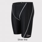 Male Professional Breathable Swim Boxer Half Pants Swimming Trunks Comfortable Hot Spring Swim Wear Diving Suit Gift Silver line_4XL