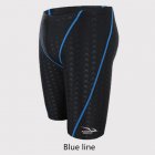 Male Professional Breathable Swim Boxer Half Pants Swimming Trunks Comfortable Hot Spring Swim Wear Diving Suit Gift blue line_2XL