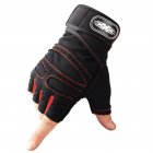 Man Anti-Skid Half Finger Gloves Comfortable Breathable Sports Gloves for Outdoor Sports Cycling Weightlifting black with red_M