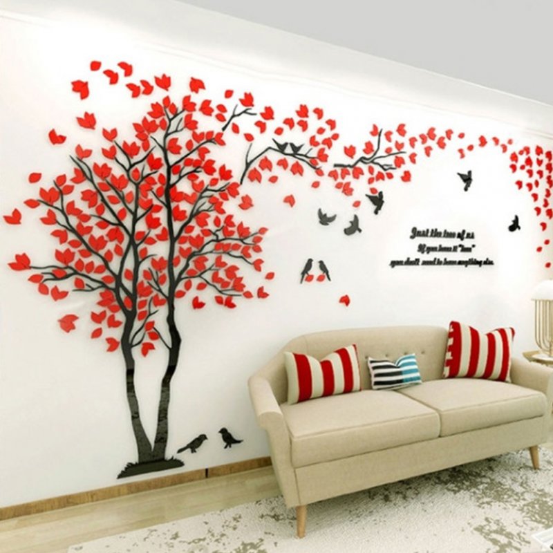 Medium Stylish Lovers Tree 3D Wall Sticker Family Wall Stickers for Living Room Bedroom Wall Decoration Left version