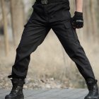 Men Cargo Pants With Pockets Casual Loose Solid Color Breathable Work Pants For Outdoor Training Black 165