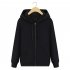 Men Casual Loose Long Sleeve Hoodie Simple Sports Hooded Sweatshirt Zipper Coat black L 159 84 187 39Ib 