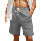Men Cotton Linen Shorts With Pockets Large Size Casual Loose Breathable Straight Pants grey XL