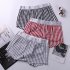 Men Cotton Loose Underwear Summer Breathable Multi color Boxer Trendy Plaid Printing Middle Waist Underwear red M