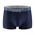 Men Cotton Underwear Summer Soft Breathable Stretch Mesh Large Size Ice Silk Boxer Briefs Underpants dark blue XL