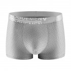 Men Cotton Underwear Summer Soft Breathable Stretch Mesh Large Size Ice Silk Boxer Briefs Underpants grey XXXL