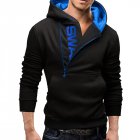 Men Fashionable Hoodie Letter Logo Casual Sweatshirts Hooded Pullover Top Black blue XL