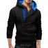 Men Fashionable Hoodie Letter Logo Casual Sweatshirts Hooded Pullover Top Black blue L