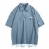 Men Half Sleeve Summer T shirt Fake Two piece Shirt Hong Kong Style Trend All match Shirt XXL Blue