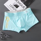 Men Ice Silk Stretch Underwear Mid-waist Solid Color Boxer Briefs Breathable Lightweight Underpants PU light blue XXXL