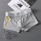 Men Ice Silk Stretch Underwear Mid-waist Solid Color Boxer Briefs Breathable Lightweight Underpants PU gray M