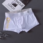 Men Ice Silk Stretch Underwear Mid-waist Solid Color Boxer Briefs Breathable Lightweight Underpants PU white L