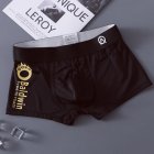 Men Ice Silk Stretch Underwear Mid-waist Solid Color Boxer Briefs Breathable Lightweight Underpants PU black XXL
