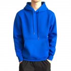 Men Kangaroo Pocket Plain-Colour Sweaters Hoodies for Winter Sports Casual  blue_M
