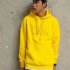 Men Kangaroo Pocket Plain Colour Sweaters Hoodies for Winter Sports Casual  yellow XXL