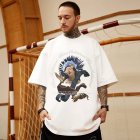 Men Large Size T-shirt Summer Short Sleeves Round Neck Couple Tops Loose Casual Trendy Printing Shirt 1914 white 6XL