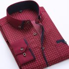 Men Long Sleeves T-shirt Business Lapel Slim Fit Cardigan Tops Casual Polka Dot Printing Shirt XS20 45/5XL