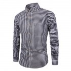 Men Long Sleeves T-shirt Casual Button Down Breathable Cotton Shirt Plaid Printing Slim Fit Tops With Pocket Black and white 39 M
